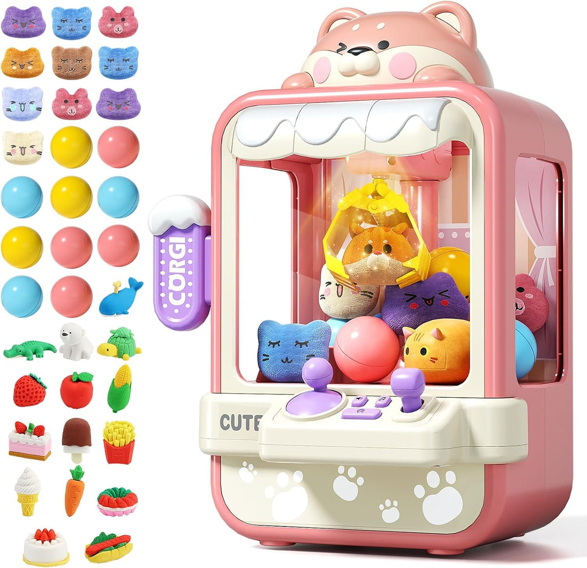 Jovow Claw Machine front view for kids, compact home arcade for playtime.