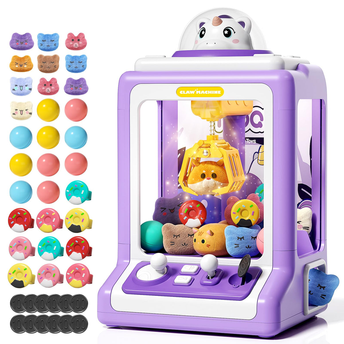 Jovow Claw Machine front view delivers home arcade play for kids