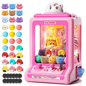 Jovow Claw Machine front view showing bright, kid-friendly home arcade setup.