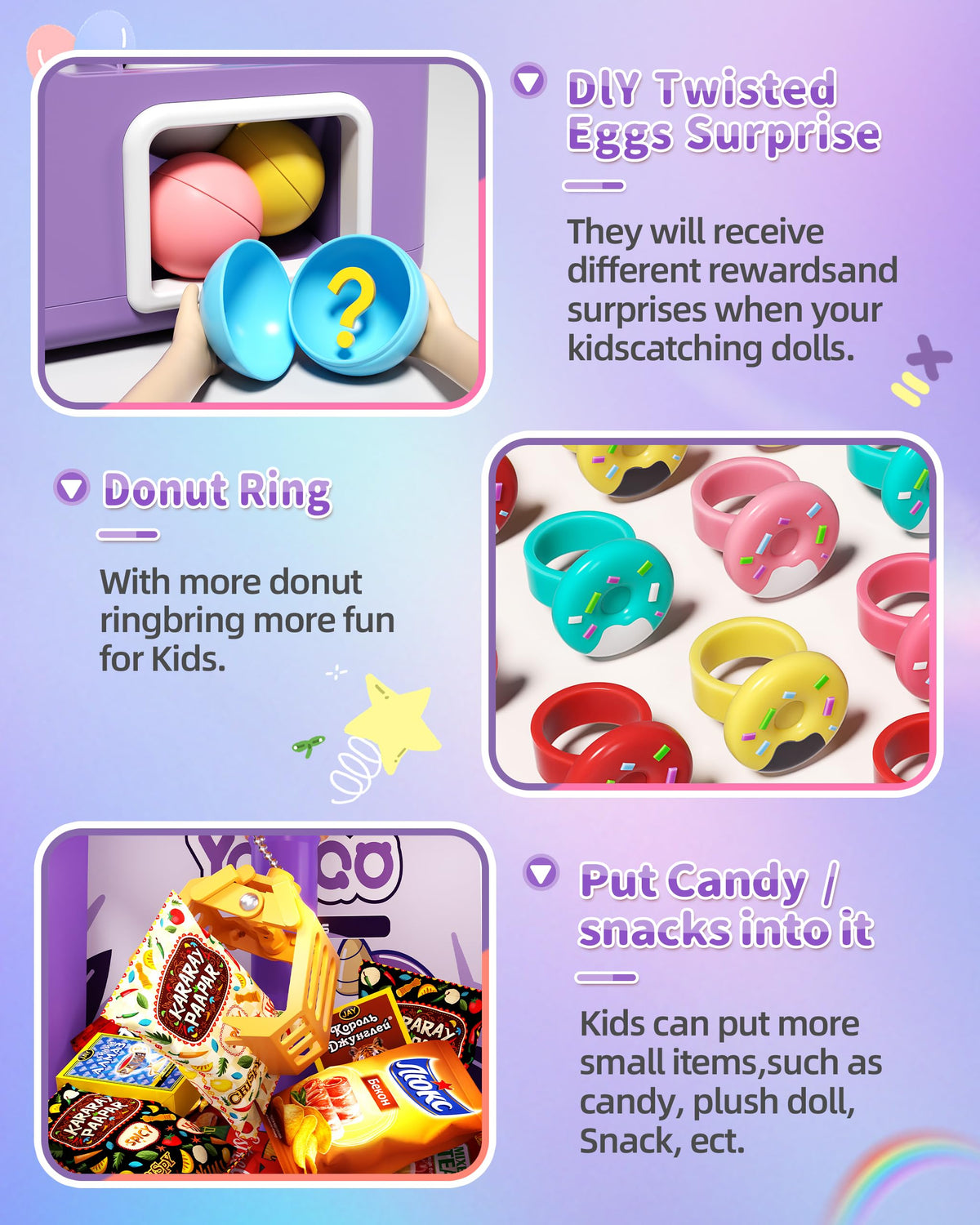 Jovow Claw Machine surprise eggs and donuts expand prize variety
