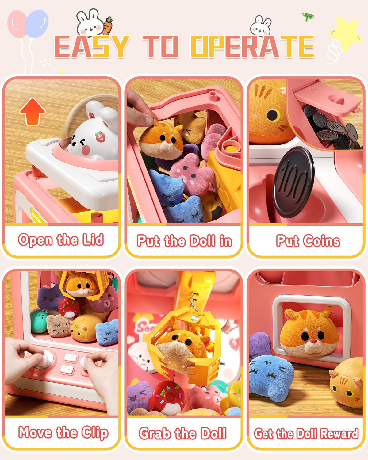 Jovow Claw Machine on a clean tabletop during a playdate or party setup.