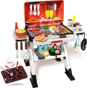 Jovow Large Kids BBQ Grill Playset with steam and lights for immersive pretend play