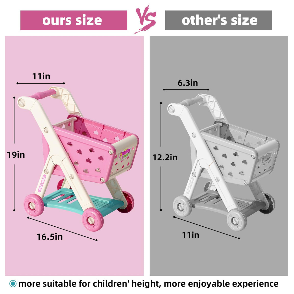 Jovow shopping bag and cart for easy storage and realistic pretend shopping.