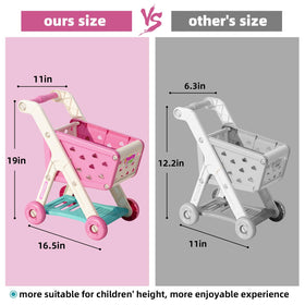 Jovow shopping bag and cart for easy storage and realistic pretend shopping.