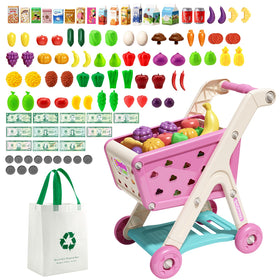 Jovow pink shopping cart assembled for imaginative play and pretend shopping adventures.