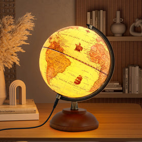 JOWHOL antique globe lamp with soft LED glow for night study.