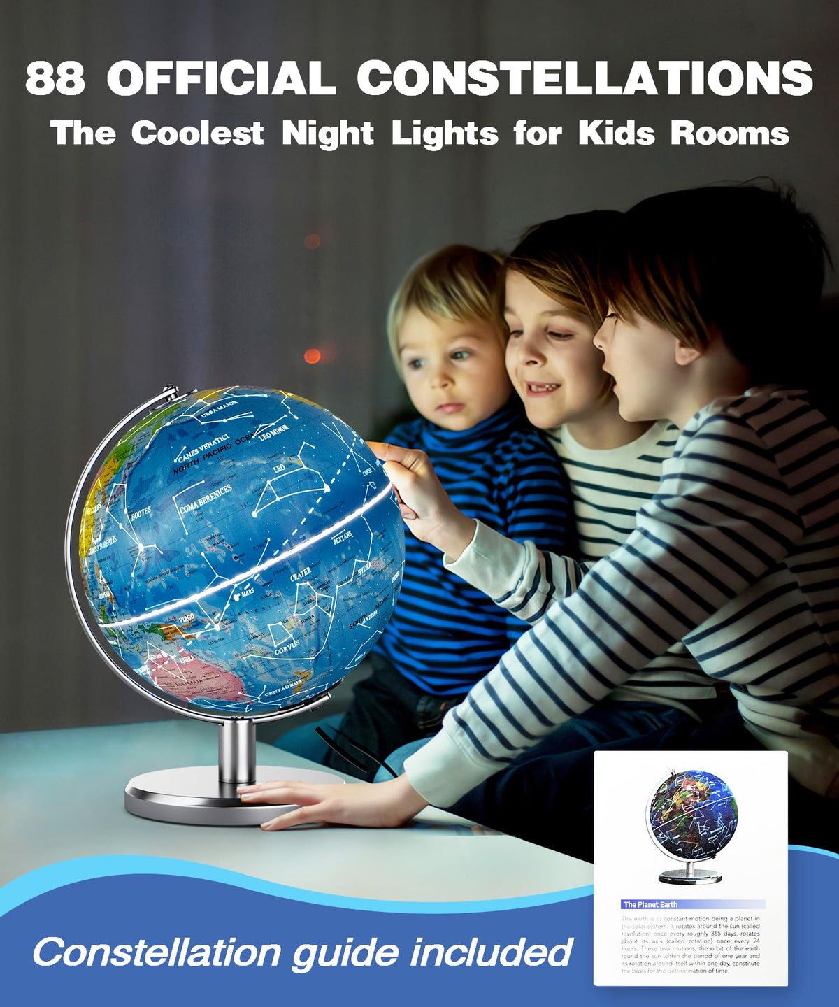 JOWHOL globe with color coded oceans and clear lines supports quick location checks