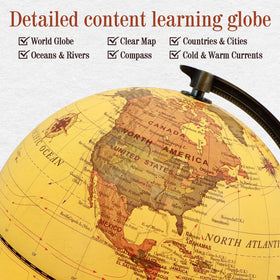 JOWHOL 8-inch illuminated globe; clear continents and oceans at night.