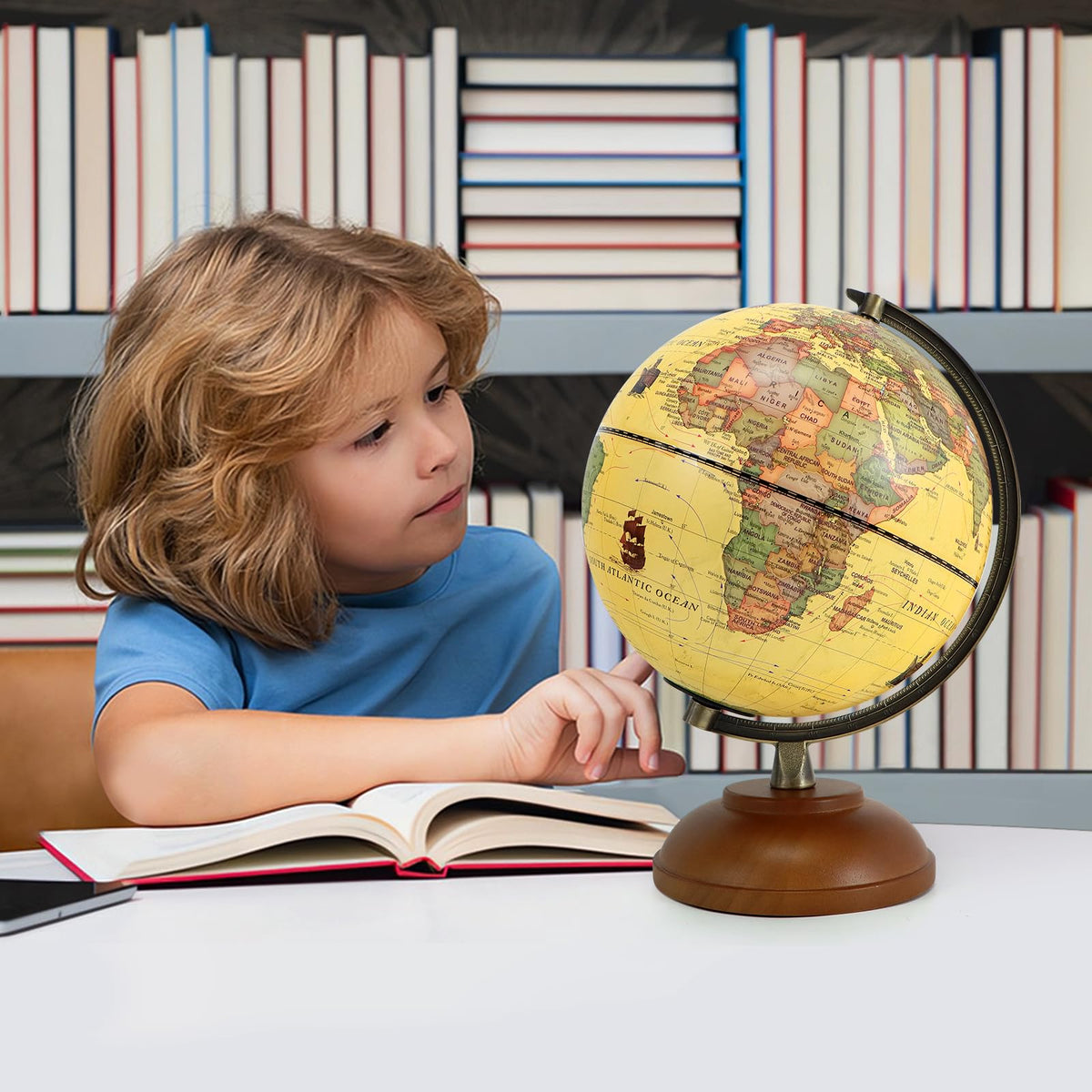 JOWHOL illuminated world globe for kid-friendly learning at home.