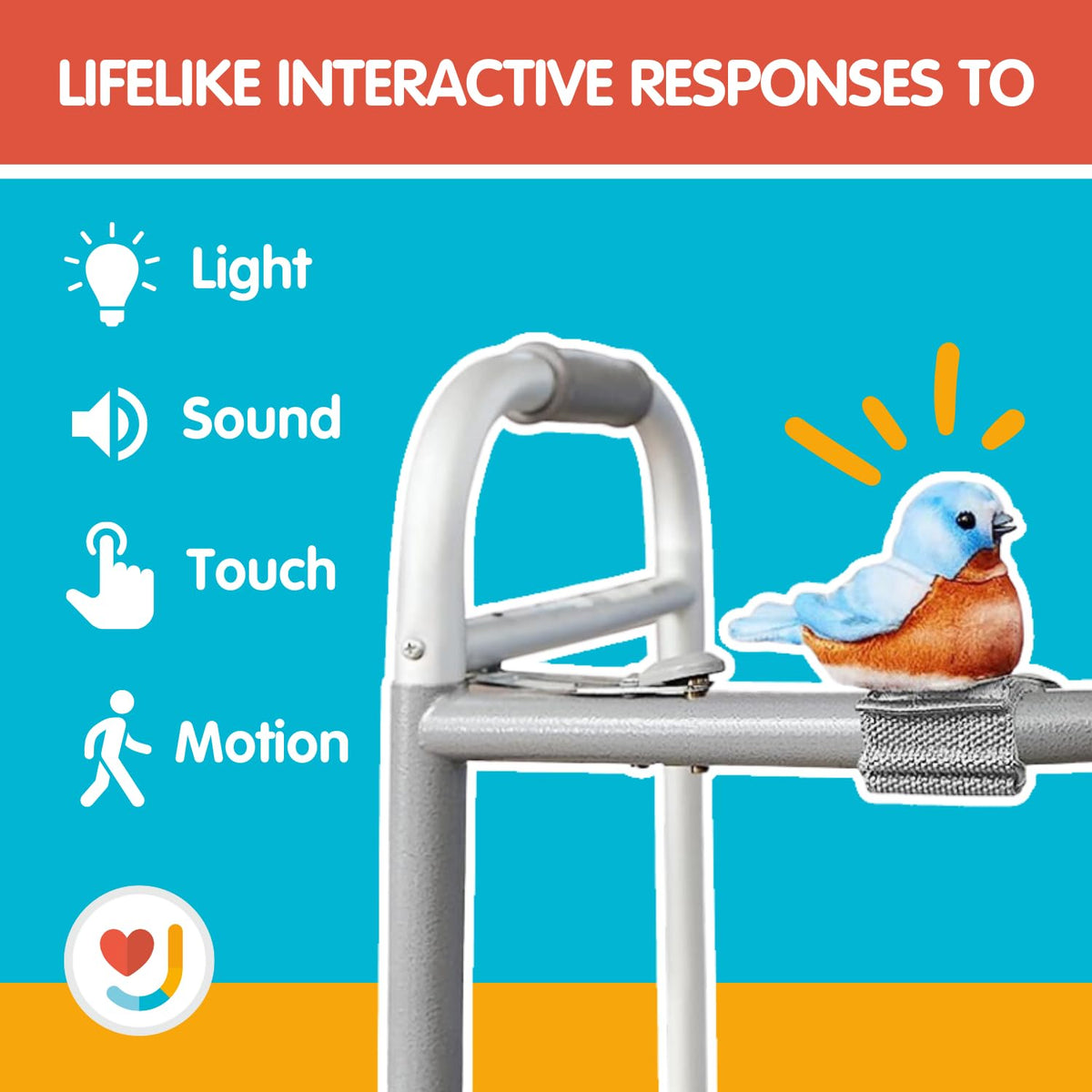 JOY FOR ALL Cardinal sensors respond to motion to encourage movement.