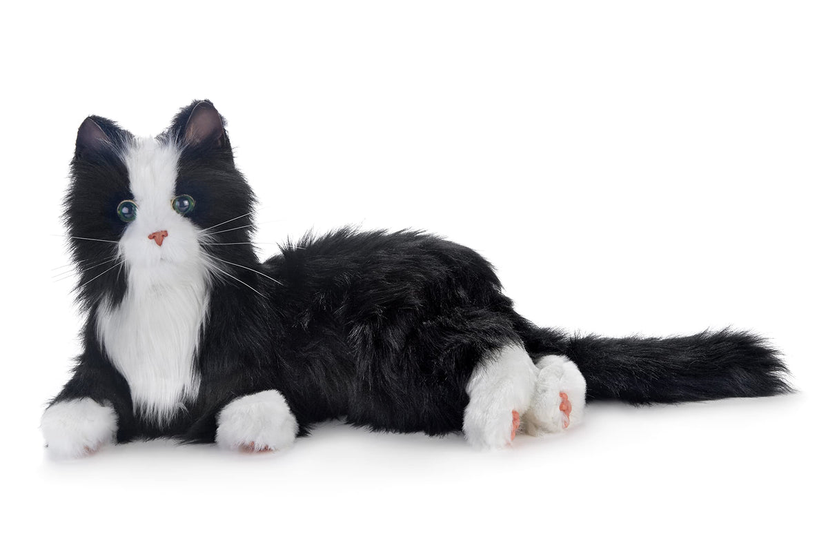 Joy For All tuxedo cat close-up fur texture for lifelike companionship.
