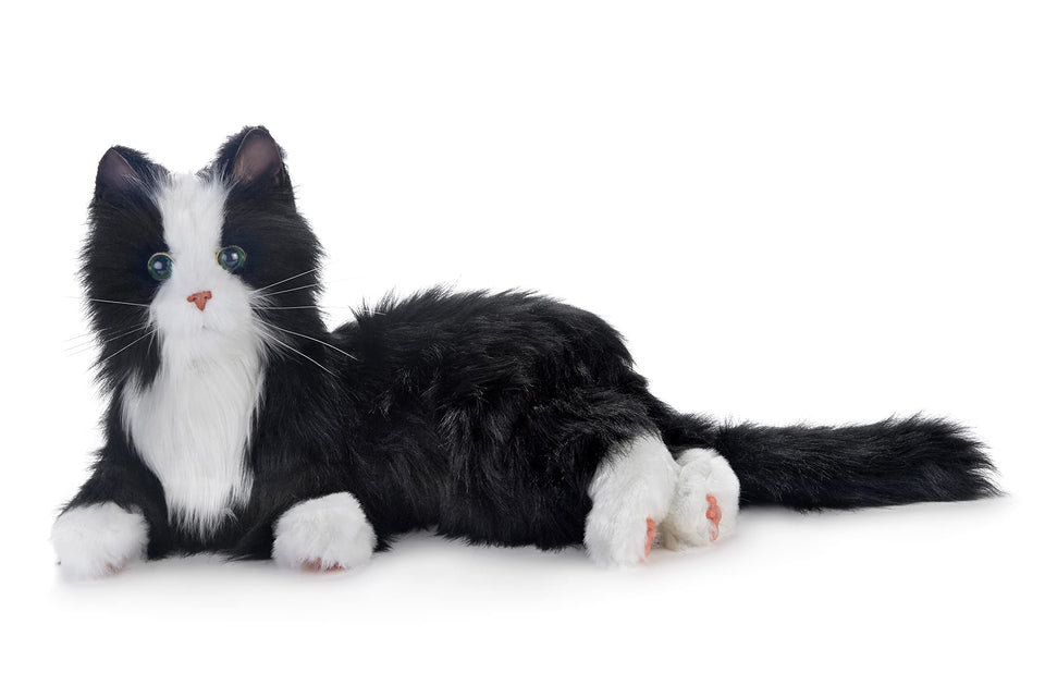 Joy For All tuxedo cat close-up fur texture for lifelike companionship.