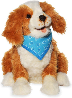 Joy For All Freckled Pup with a soft-touch brown and white coat provides comforting companionship.