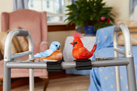 Joy For All Walker Squawker bluebird reminder chirp during stops on a walk.