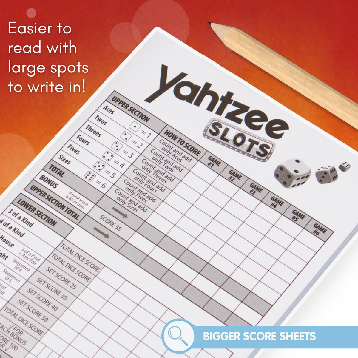 Joy for All Yahtzee Slots Friends & Family Log preserves memories during play.