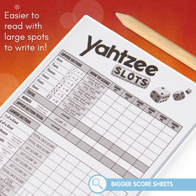 Joy for All Yahtzee Slots Friends & Family Log preserves memories during play.
