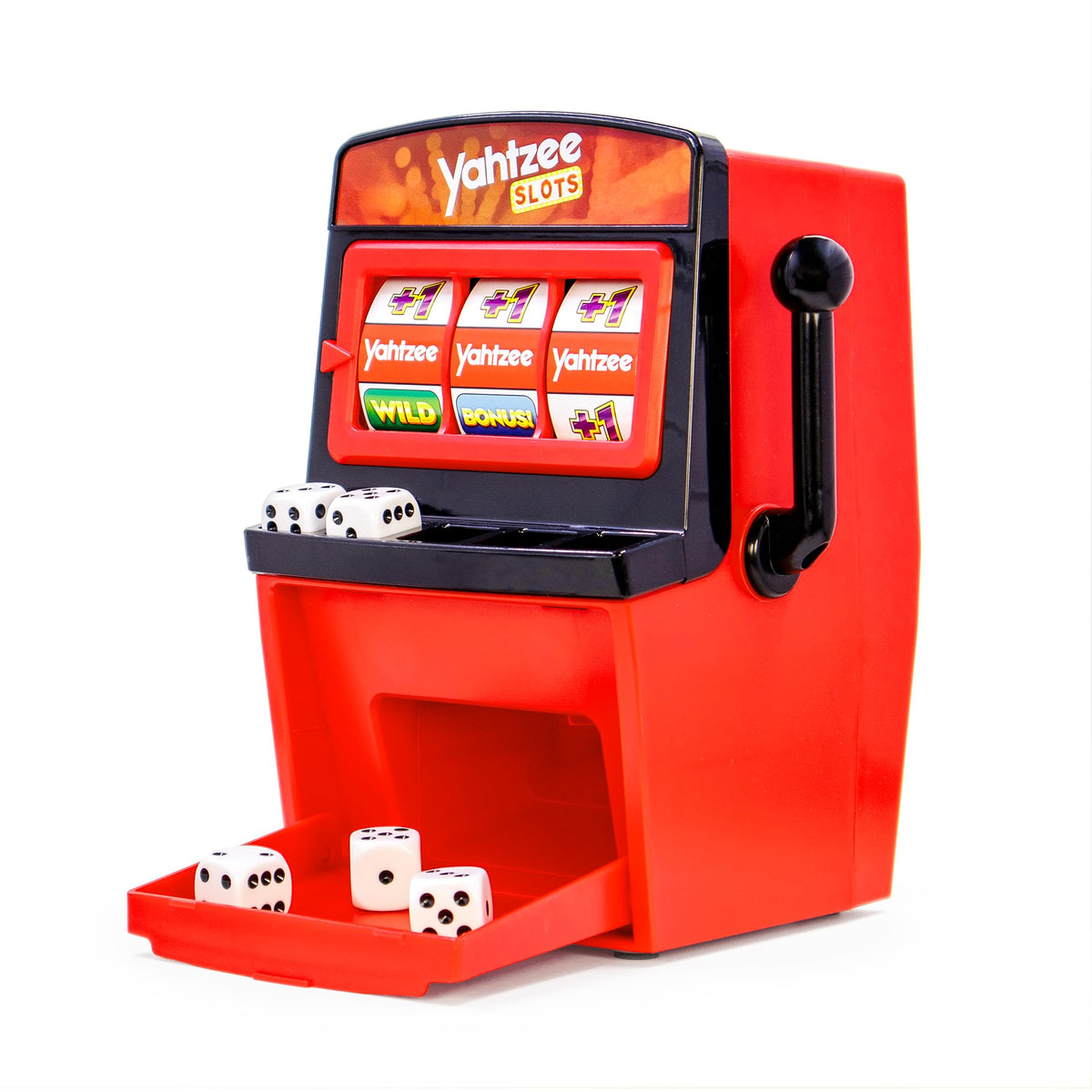Joy for All Yahtzee Slots game on table with family, promoting simple, accessible play.