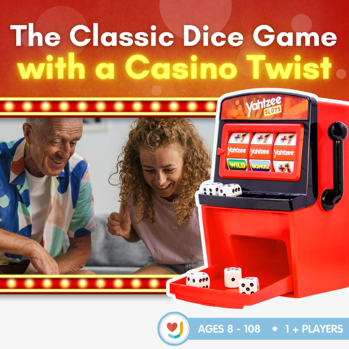 Joy for All Yahtzee Slots features large-print scorecards for easy readability.