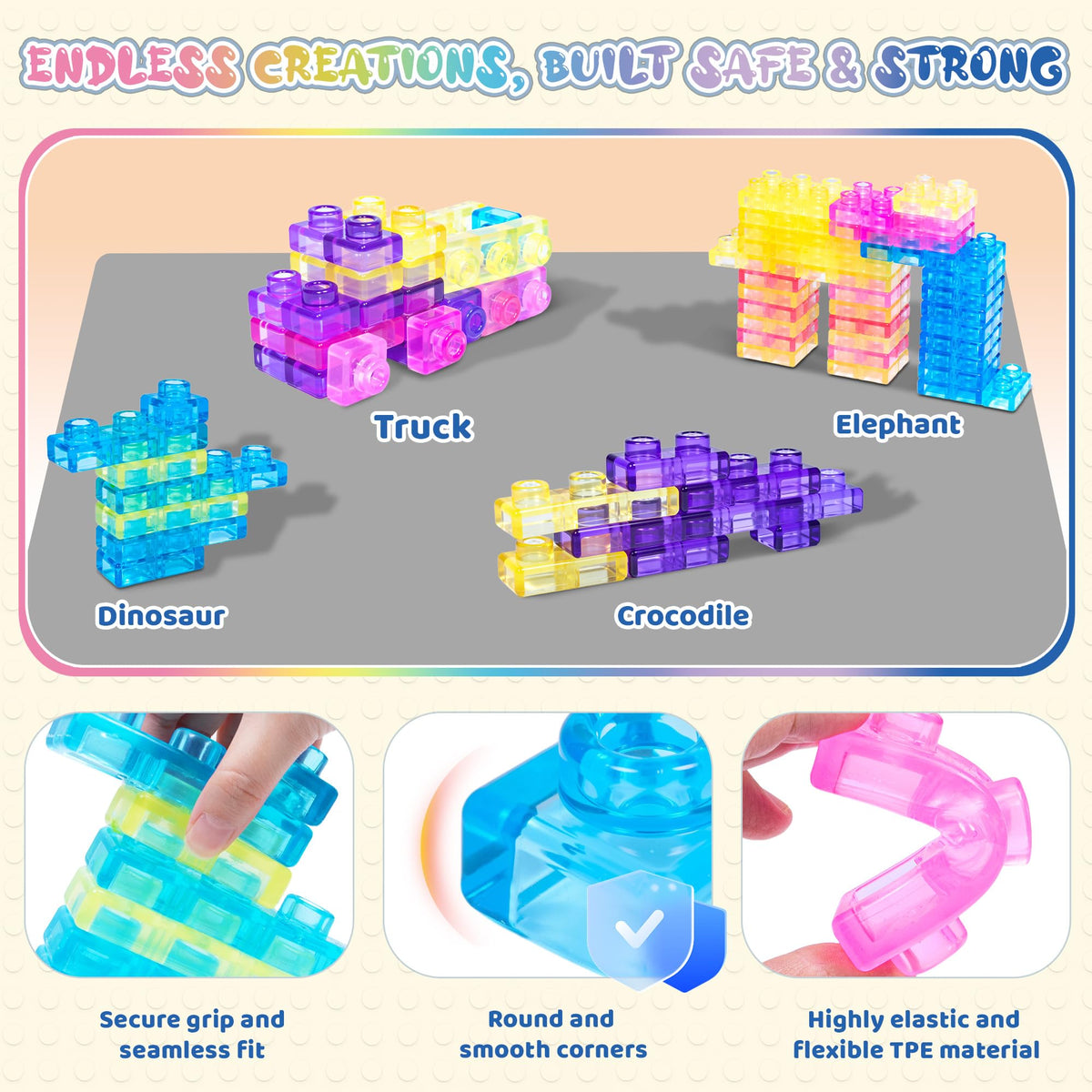 JOY SPOT! toddler hands holding blocks demonstrating easy grip textures