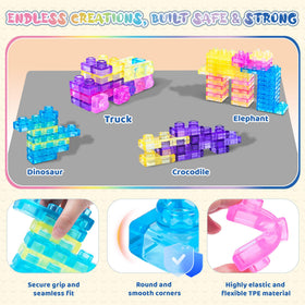 JOY SPOT! toddler hands holding blocks demonstrating easy grip textures