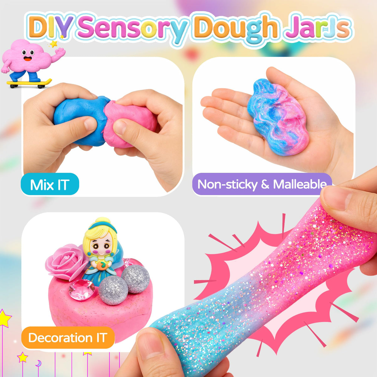 JOY SPOT! Dinosaur kit with textured dough to spark tactile exploration and motor planning.