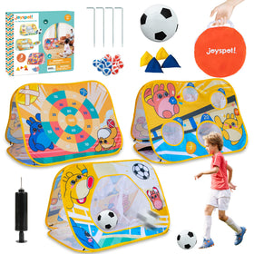 JOY SPOT Giant 3-in-1 bean bag toss board set up for backyard fun