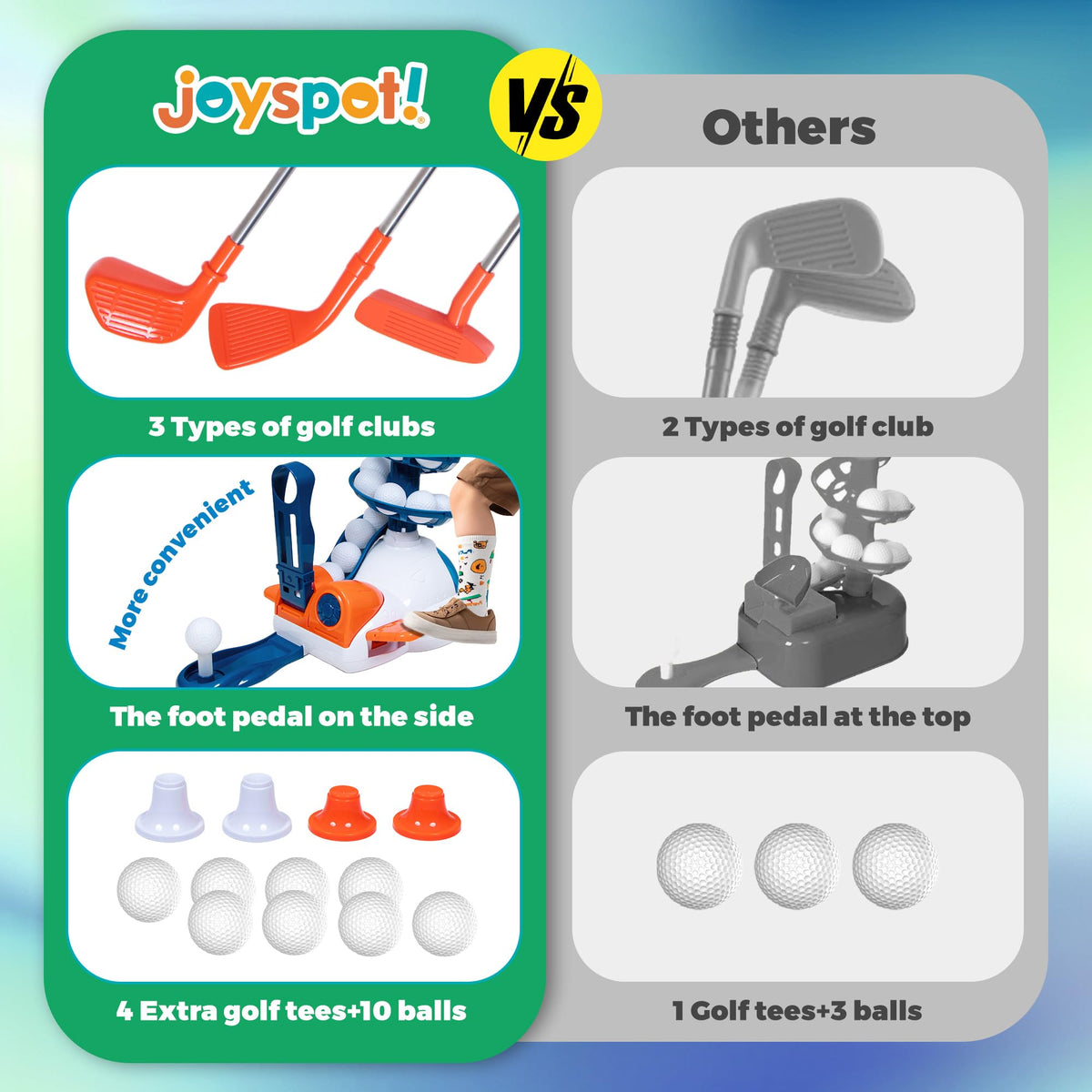 JOY SPOT! Kids golf club putter guiding precise putts at home.
