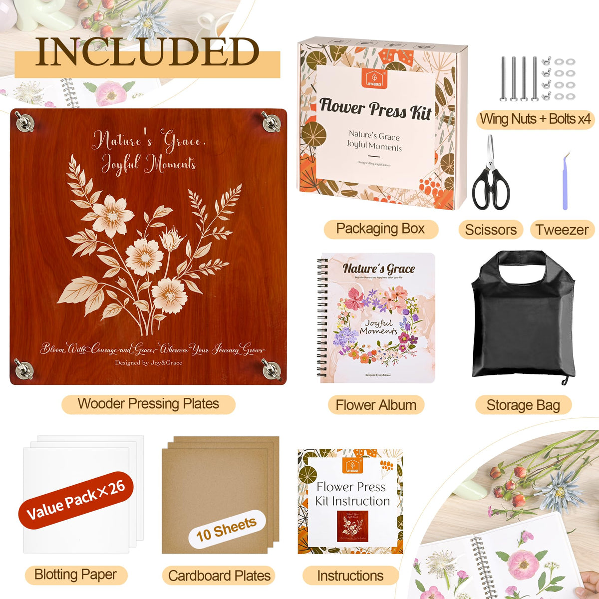Joy&Grace wooden pressing plates provide a sturdy base for even pressing