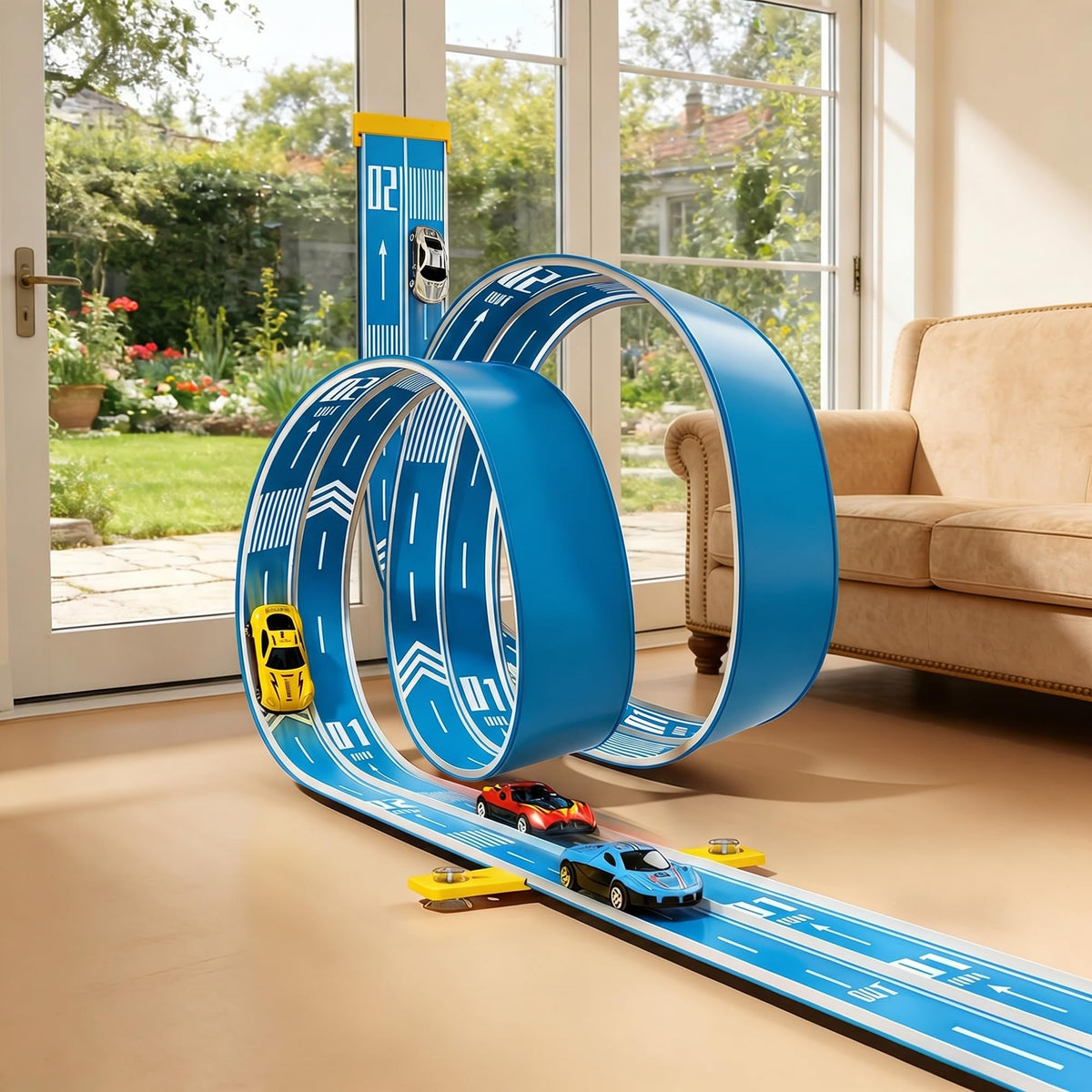JOYANDRO 16.4ft patterned race track for fast, family-friendly play.