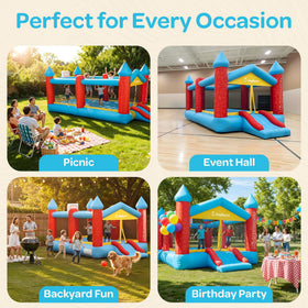 JoyBerri Mighty Bounce entry with mesh siding enhances safety and visibility during lively sessions.