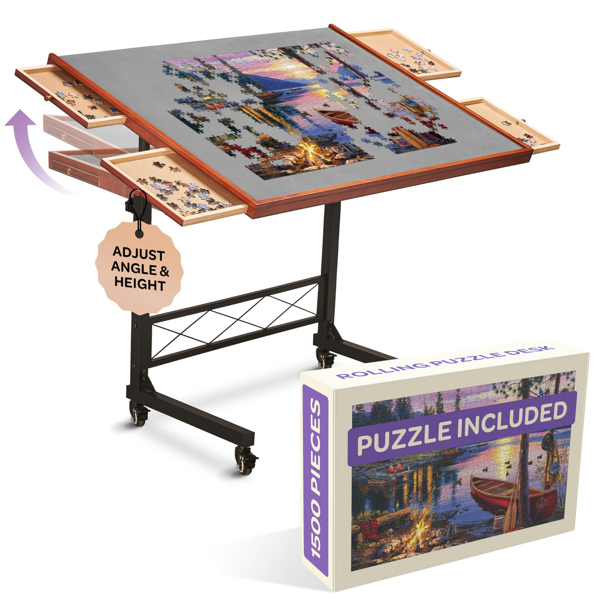 JOYBERRI puzzle-station-bonus-puzzle adds extra challenging fun with the included 1000-piece puzzle