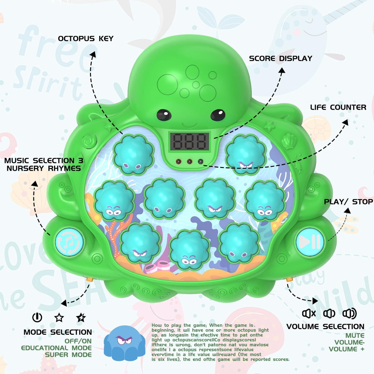 JOYBLI Octopus Vitality Strike Game two-player mode encourages parent-child bonding