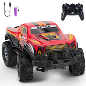 JoyBLI remote control off-road truck in red with rugged tires for outdoor play