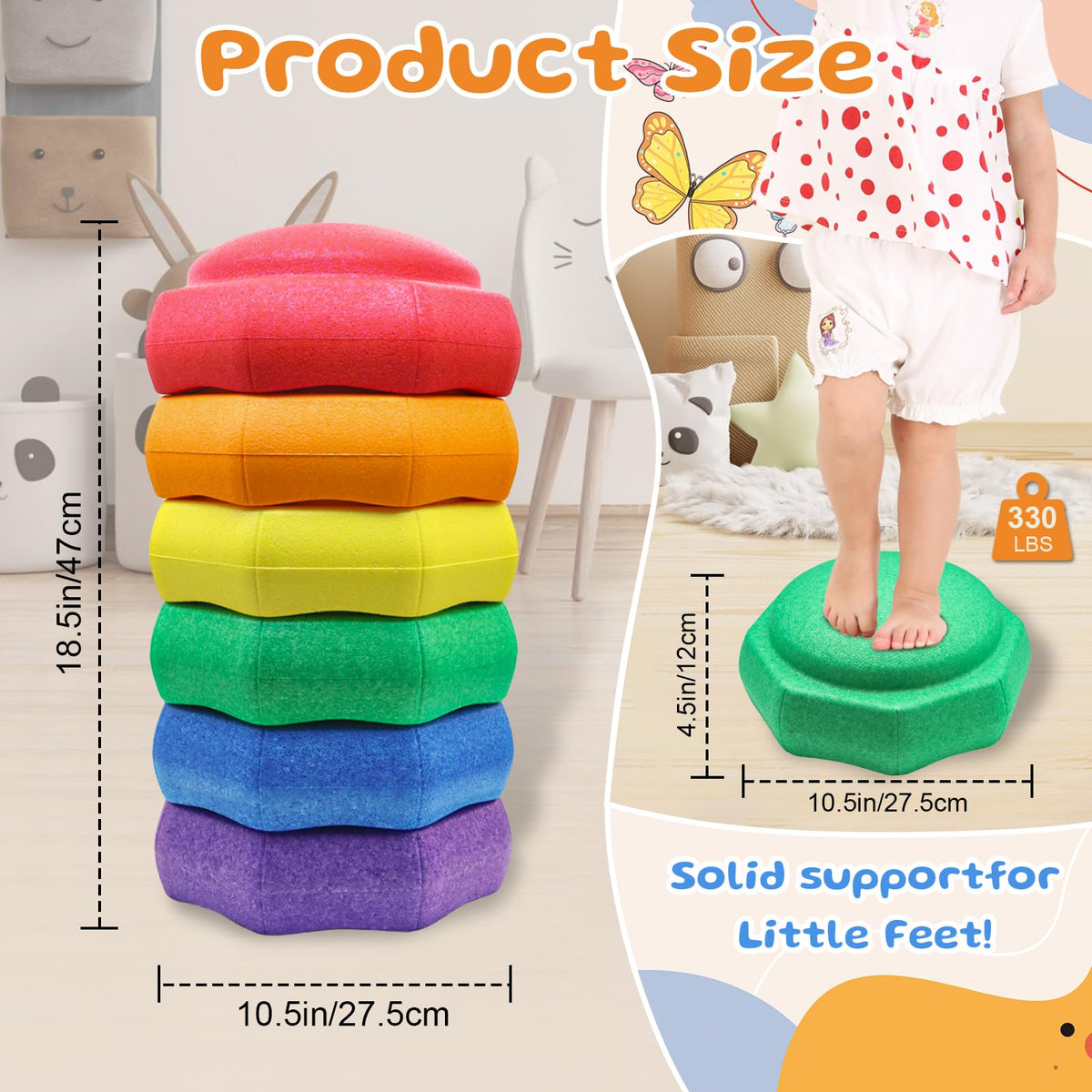 Joybond balance stones promote core strength and coordinated movement during play.