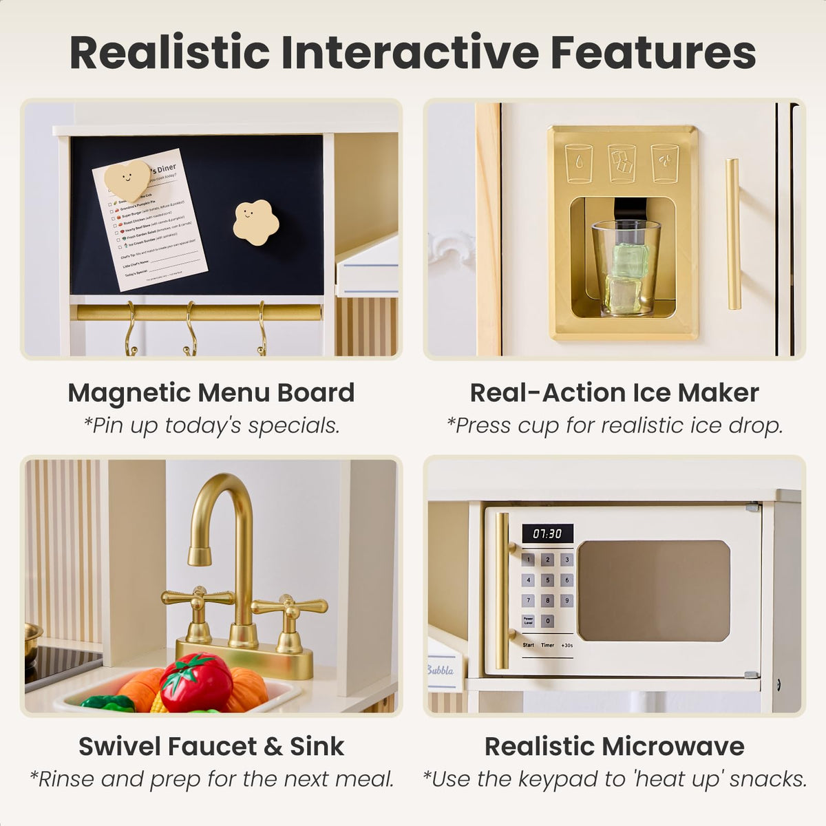 JoyBubbla ice-maker feature dispenses pretend ice to enhance kitchen fun