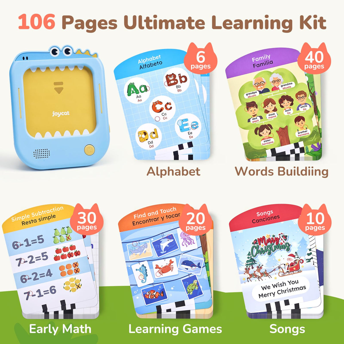JoyCat 106-card flash-card deck—alphabet and vocabulary practice.