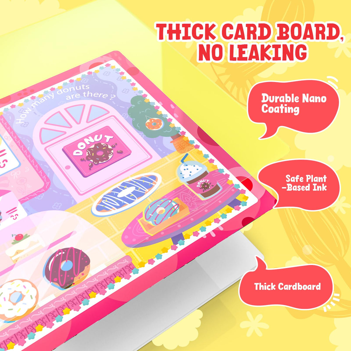 JoyCat colors reveal page shows vibrant water-based art as it dries.