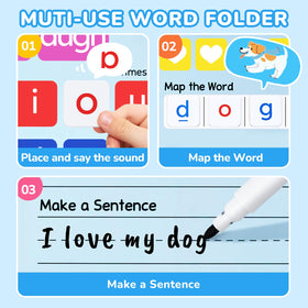 JoyCat color-coded phonics tiles highlight consonants and vowels for quick practice.