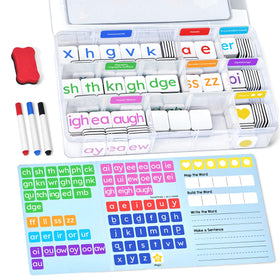 JoyCat 265 Phonics Tiles for spelling words with colorful consonants and vowels.