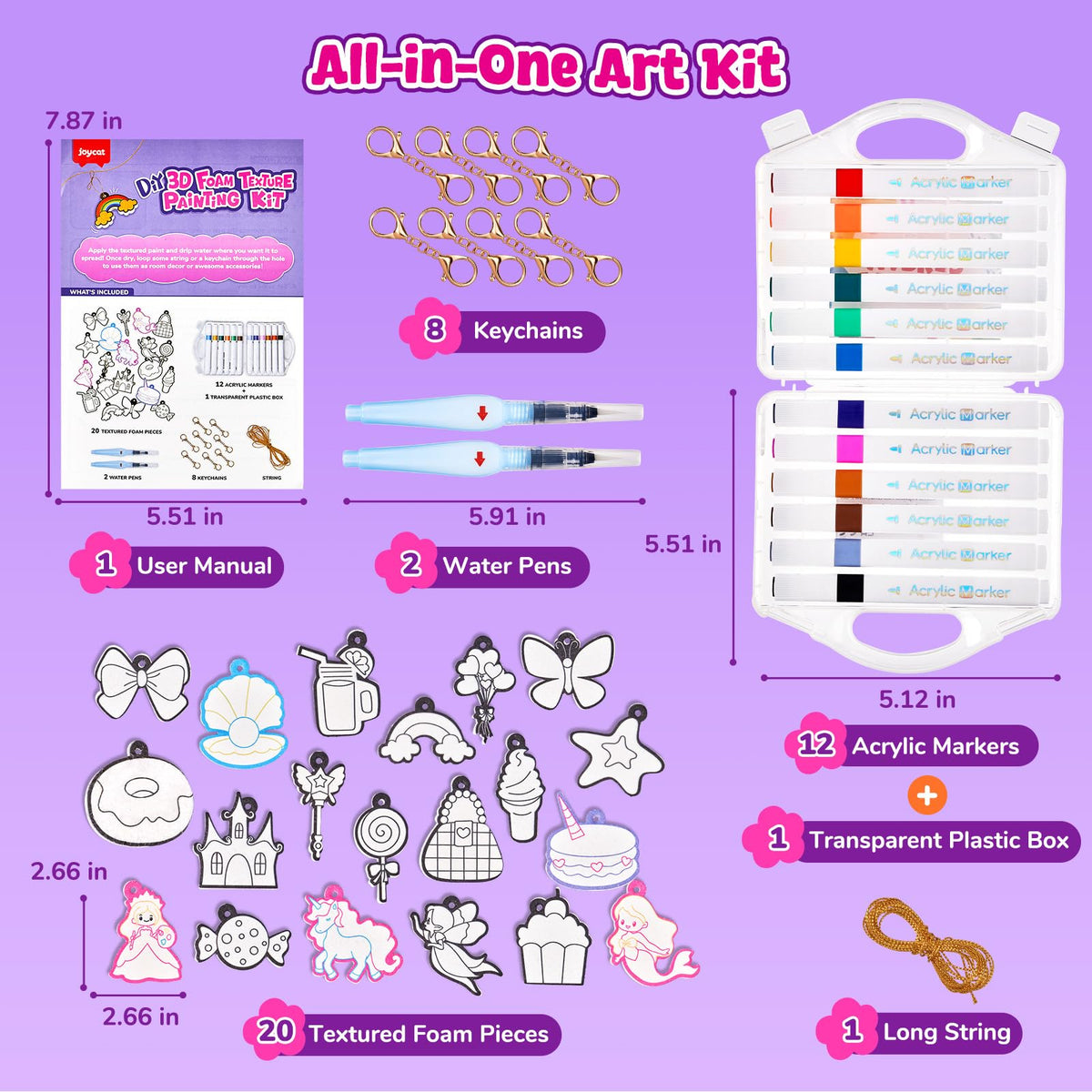 JoyCat Art Kit's guided outlines support stress-free coloring for kids.
