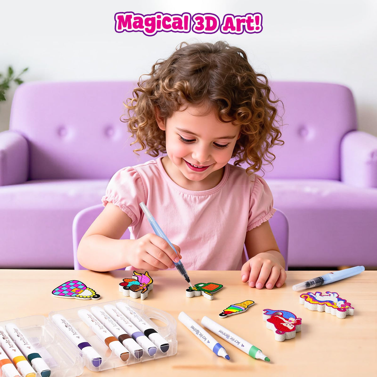 JoyCat Art Kit with water pens enables easy color blending and soft gradients.