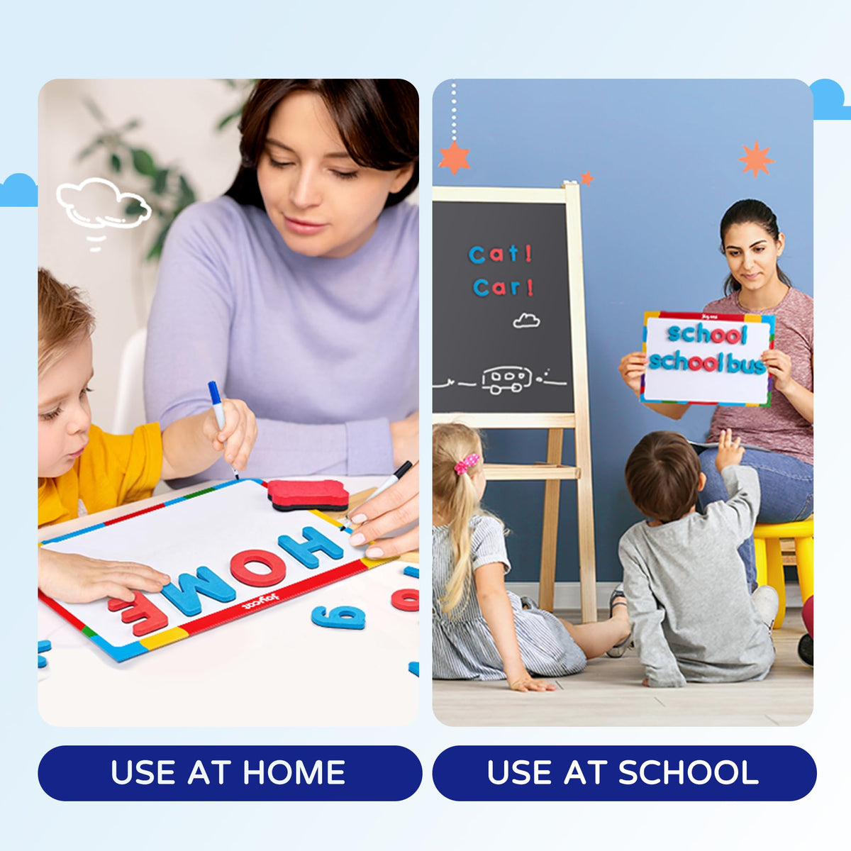 JoyCat contents overview displaying all included pieces for bilingual learning