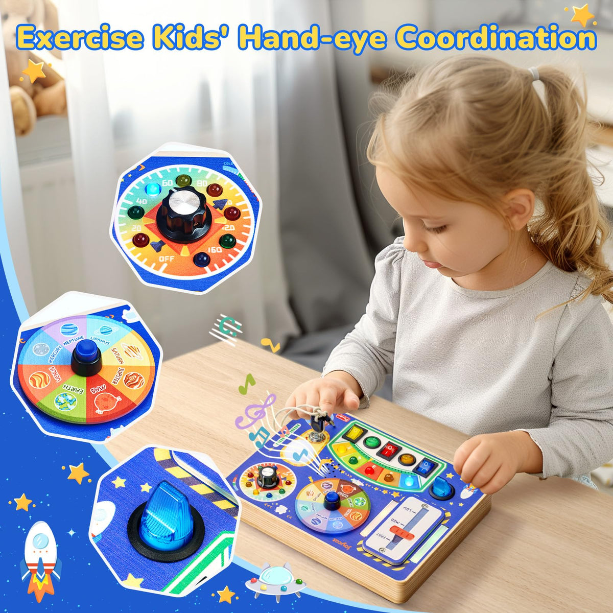 JoyCat Busy Board UV-printed graphics stay vibrant through play