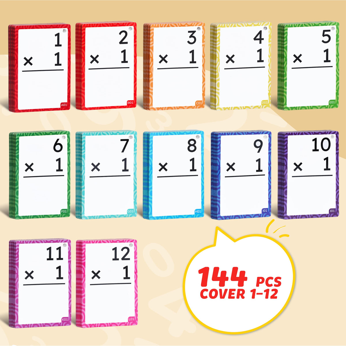 JoyCat color-bordered cards help sorting during study sessions.