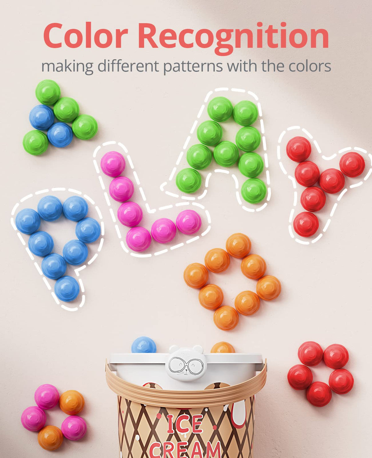 JoyCat color-sorting play: encourages sorting by color through hands-on activity.