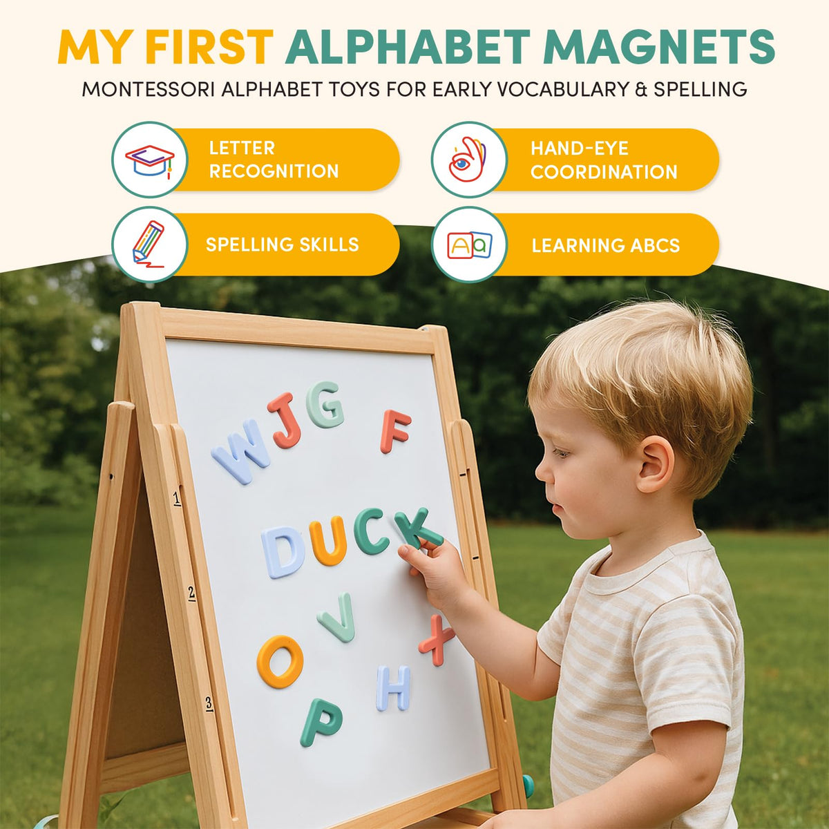 JoyCat cotton-linen box stores letters neatly for home or classroom use.