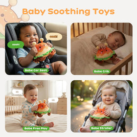 JoyCat crab toy shown in stroller for on-the-go play.