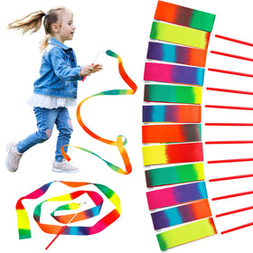 JoyCat rainbow dance ribbon streamer, ideal for kids' movement and classroom performances.