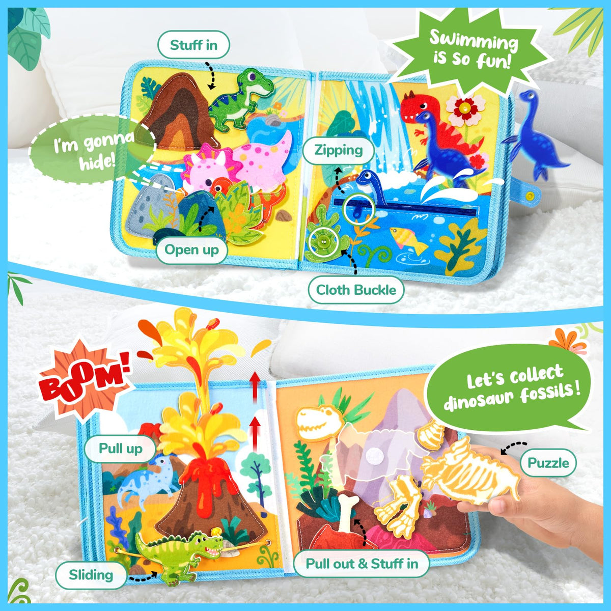 JoyCat busy-book lacing page supports concentration and coordination in toddlers