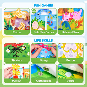JoyCat dinosaur-themed busy book promotes imaginative play and quiet focus in toddlers